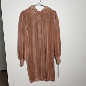 Calvin Klein Velour Long Sleeve Hooded Dress